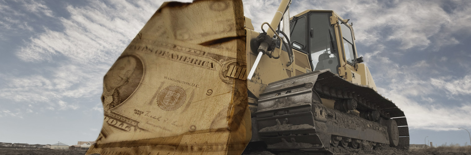 Bulldozer with Money Illustration on blade